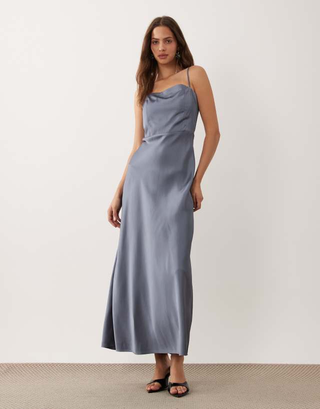 abercrombie blue satin dress & Fitch strappy square neck maxi in petrol Caroline Thomas Looking for the perfect Color:Golden Ochre fitting maxi dress in