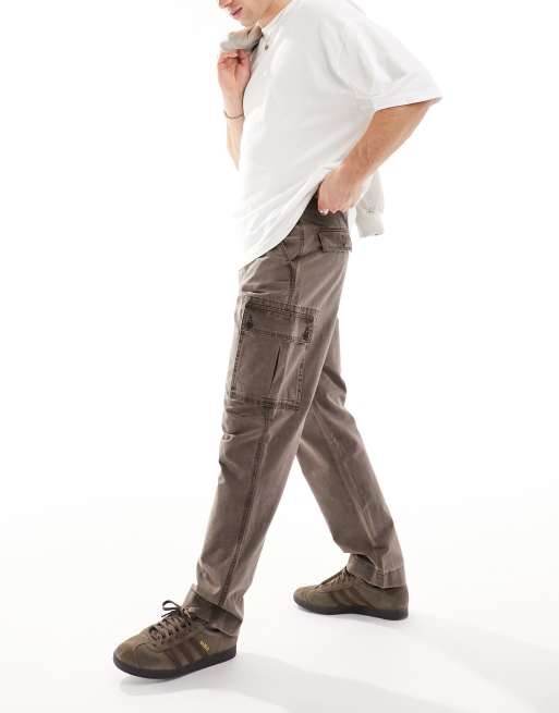 Abercrombie & Fitch stretch canvas loose fit cargo pants in brown