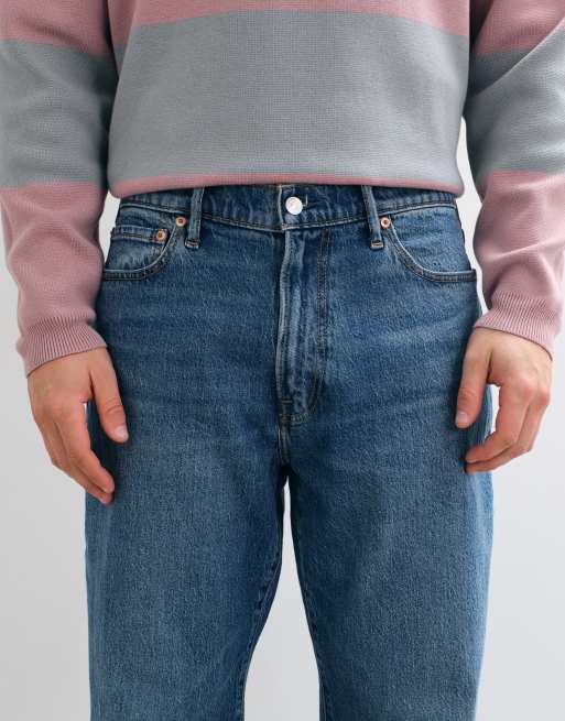 Abercrombie & Fitch Stretch-Jeans mit geradem Schnitt in mittlerer blauer Waschung, 4 von 5