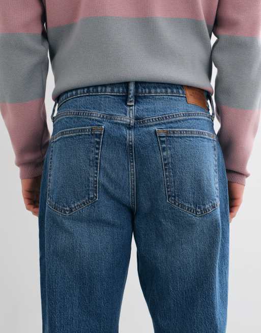 Abercrombie & Fitch Stretch-Jeans mit geradem Schnitt in mittlerer blauer Waschung, 5 von 5