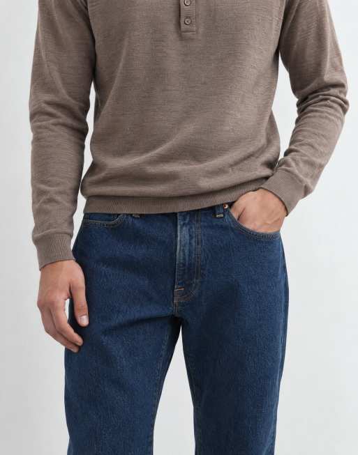 Abercrombie & Fitch Stretch-Straight-Jeans in indigoblauer Waschung, 7 von 9