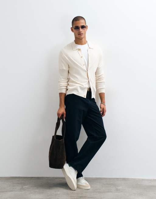 Abercrombie & Fitch Strick-Cardigan mit Kragen in Cremeweiß, 2 von 5