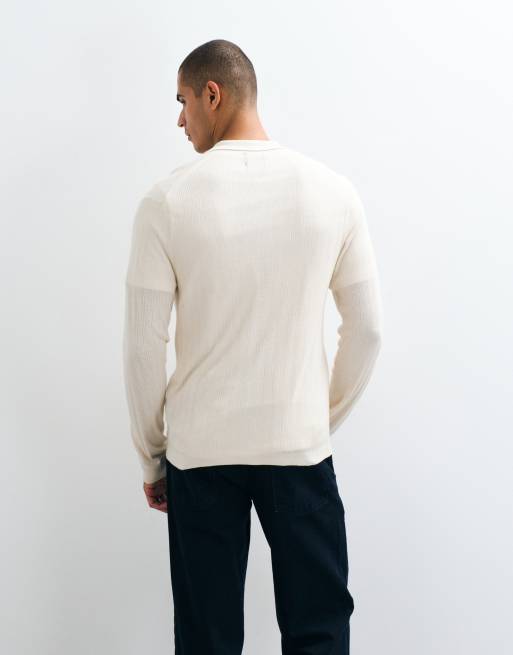 Abercrombie & Fitch Strick-Cardigan mit Kragen in Cremeweiß, 5 von 5