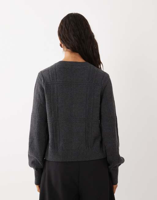 Abercrombie & Fitch Strick-Cardigan mit Rundhalsausschnitt in Dunkelgrau, 4 von 4
