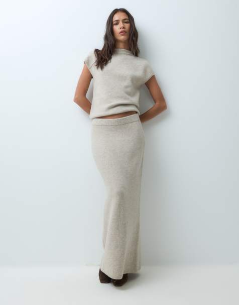 Abercrombie & Fitch Strick-Maxirock-Kombiteil in Mink - view 1