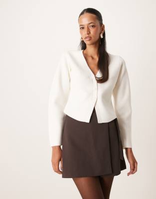 Abercrombie & Fitch - Strickjacke in Creme mit Knopfleiste-Neutral