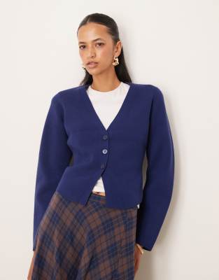 Abercrombie & Fitch - Strickjacke in Marineblau mit Knopfleiste