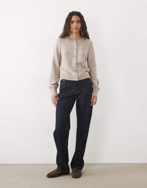Abercrombie & Fitch Strickjacke mit Rundhalsausschnitt in Cremeweiß, 3 von 4
