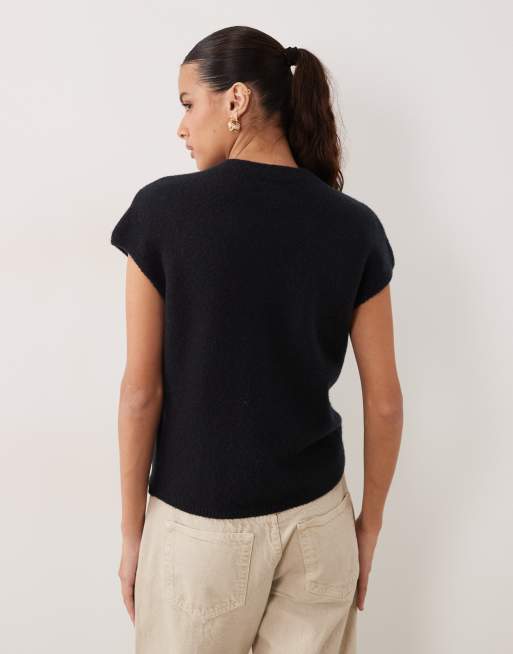 Abercrombie & Fitch Strickoberteil mit hohem Kragen in Schwarz, 4 von 4