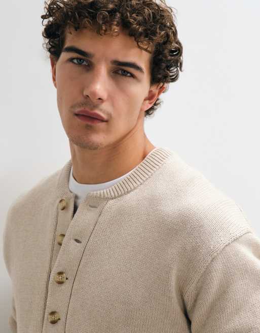 Abercrombie & Fitch Strickpullover mit Henley-Ausschnitt in Cremeweiß, 3 von 5