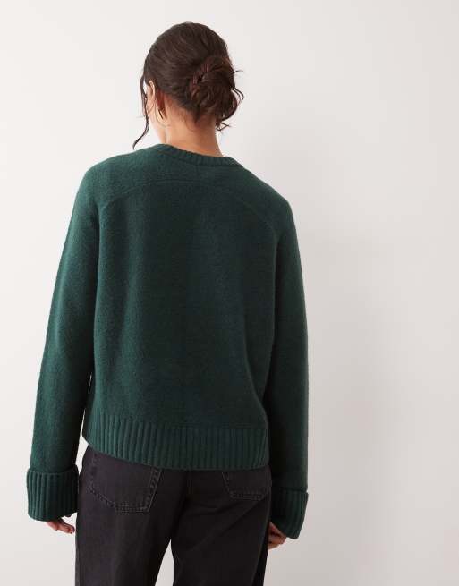 Abercrombie & Fitch Strickpullover mit Rundhalsausschnitt in Grün, 4 von 4