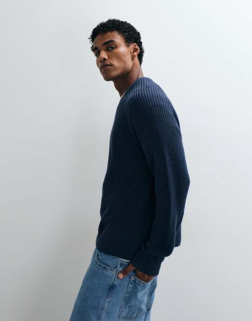 Abercrombie & Fitch Strickpullover mit Rundhalsausschnitt in Marineblau, 3 von 5