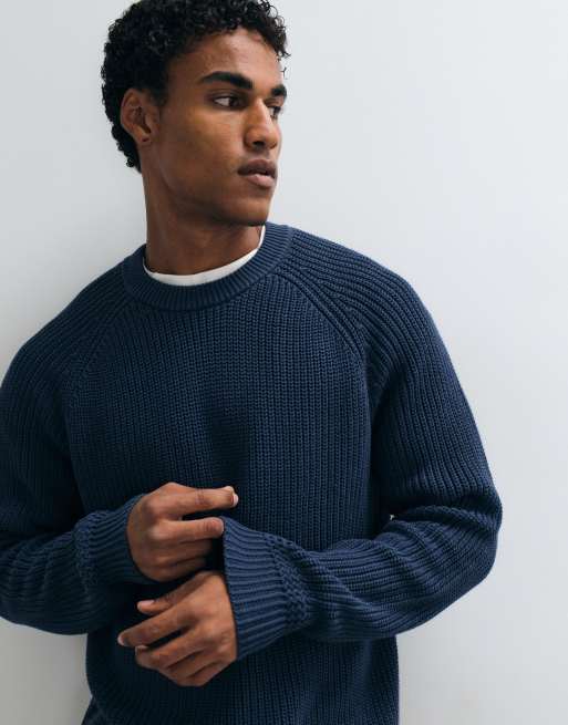 Abercrombie & Fitch Strickpullover mit Rundhalsausschnitt in Marineblau, 4 von 5