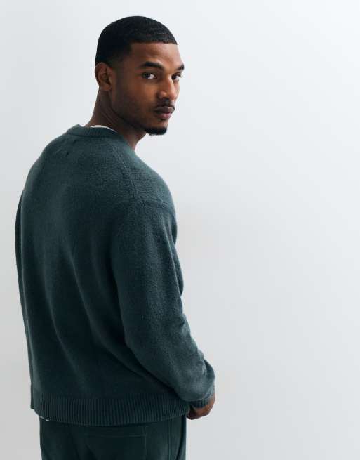 Abercrombie & Fitch Strickpullover mit Rundhalsausschnitt, London-Print, dunkelgrün, 5 von 5