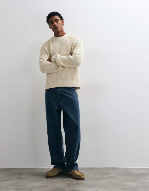 Abercrombie & Fitch Strickpullover mit Rundhalsausschnitt und hohem Baumwollanteil in Cremeweiß, 2 von 5