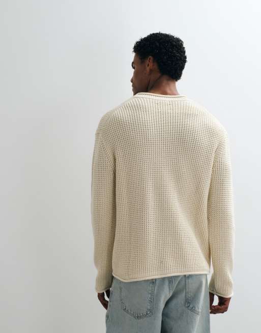 Abercrombie & Fitch Strickpullover mit Stehkragen in Cremeweiß, 4 von 5