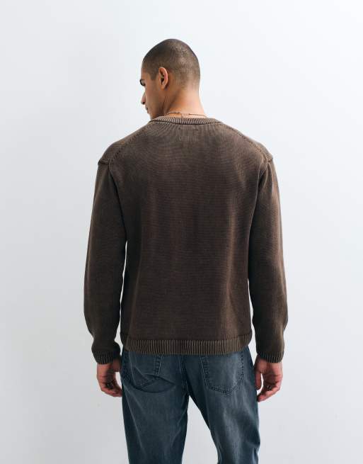 Abercrombie & Fitch strikket henley-trøje i brun, 4 af 5