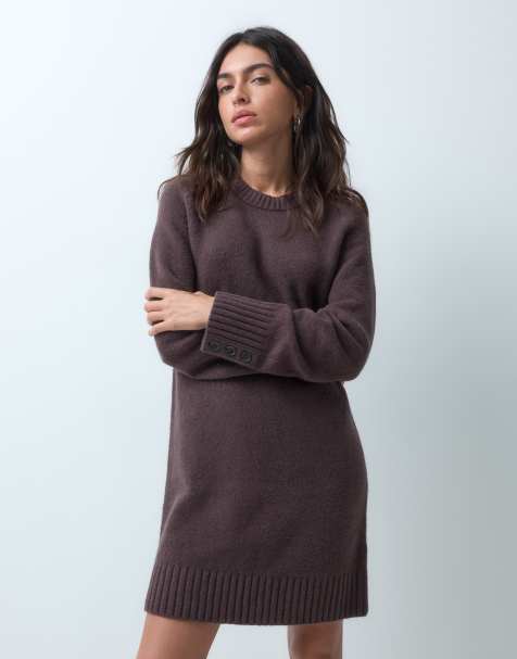 Abercrombie & Fitch strikket sweaterkjole i brun - view 1