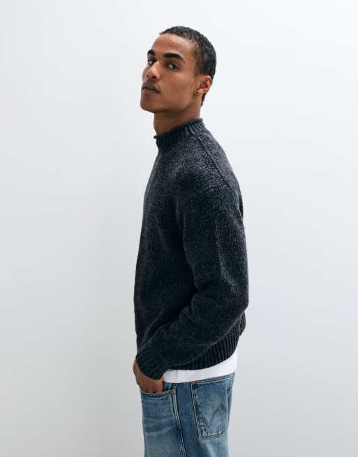 Abercrombie & Fitch strikket trøje med mock neck i sort, 4 af 9