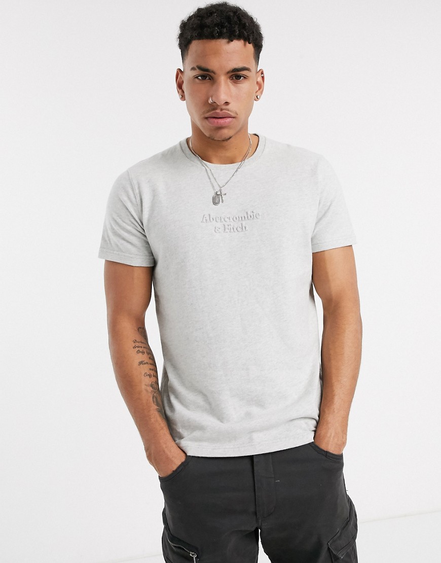 Abercrombie & Fitch stripe crew neck t-shirt in grey