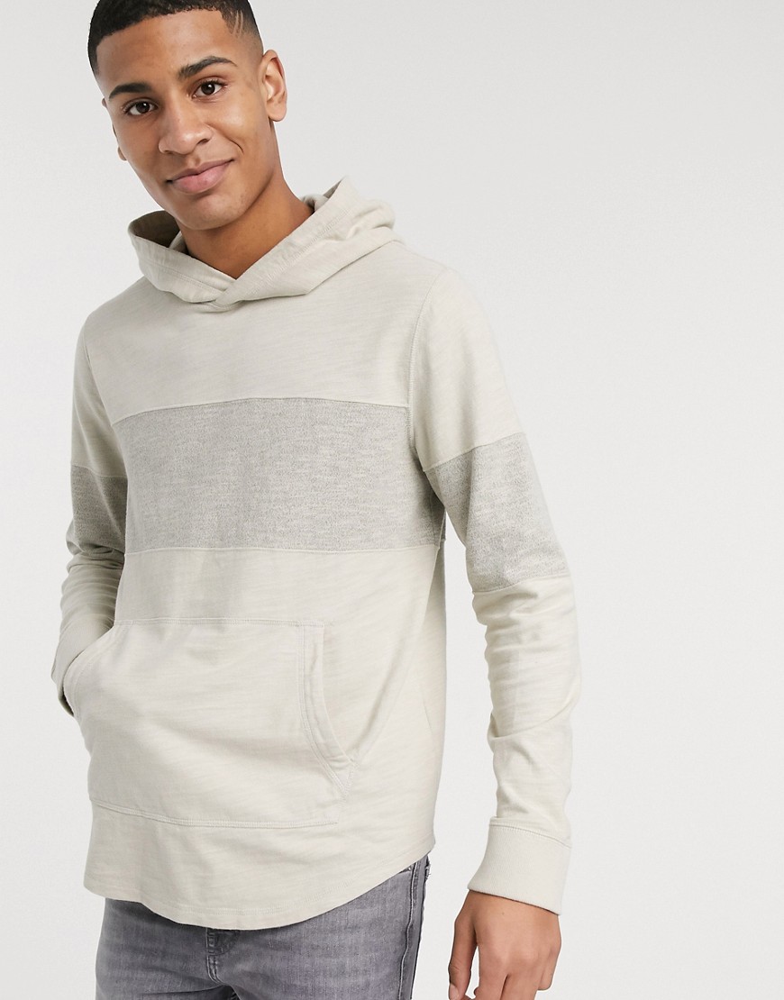 Abercrombie & Fitch stripe hooded long sleeve in grey