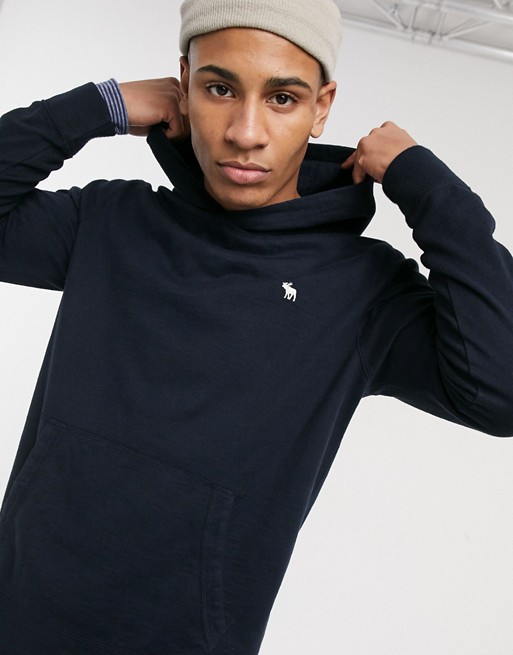 Abercrombie & Fitch stripe hooded long sleeve in navy