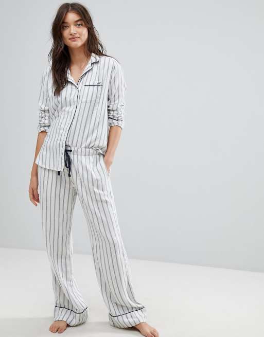 Lightweight Cotton Poplin Striped Pajama Pants