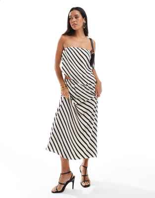 ABERCROMBIE & FITCH STRIPED SATIN SCARF TOP BLACK AND CREAM - PART OF A SET 