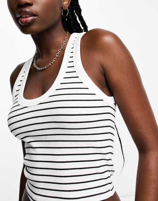 Abercrombie & Fitch striped tank top in white, 3 of 4