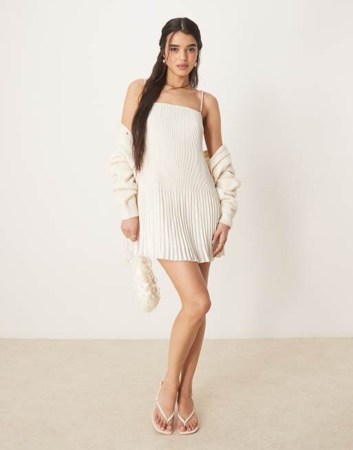 Abercrombie & Fitch – Strukturiertes Minikleid in Weiß mit eckigem Ausschnitt, 3 von 4