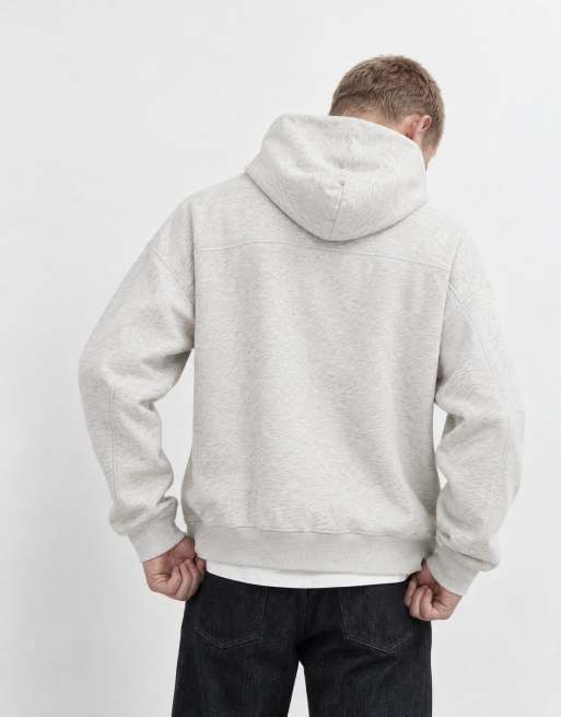 Abercrombie & Fitch sudadera con capucha con cremallera essential en gris claro, 7 de 8