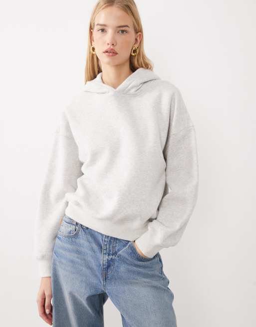 Abercrombie & Fitch sudadera con capucha corta de corte cuadrado en gris claro, 2 de 4