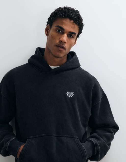 Abercrombie & Fitch - sudadera con capucha extragrande con gráfico en la espalda en negro, 4 de 5