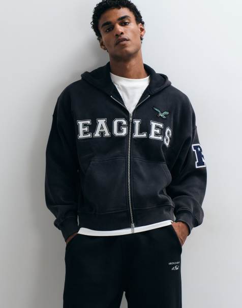 Abercrombie & Fitch - Sudadera con capucha gráfica NFL Eagles en negro - view 1