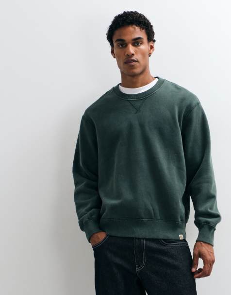 Abercrombie & Fitch sudadera esencial con cuello redondo en verde botella - view 1