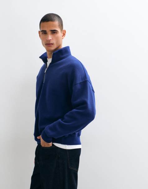 Abercrombie & Fitch sudadera essential con cremallera de 1/4 en azul - view 1
