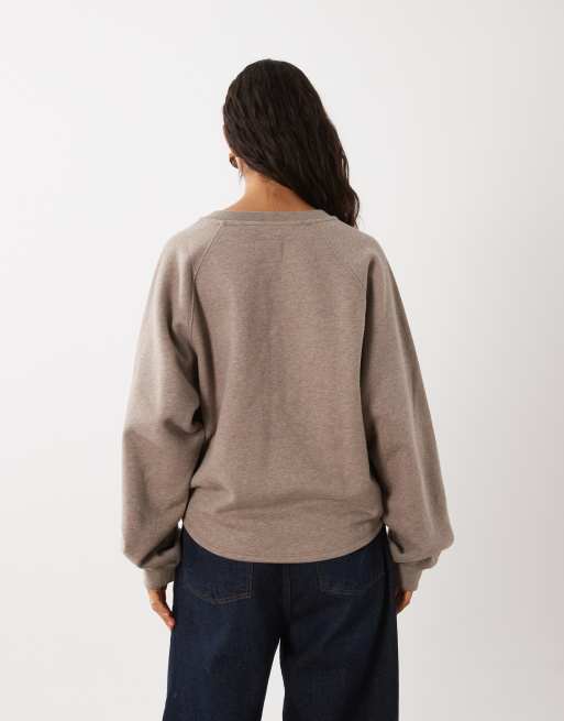 Abercrombie & Fitch - sudadera henley con logo icon en mink, 4 de 4