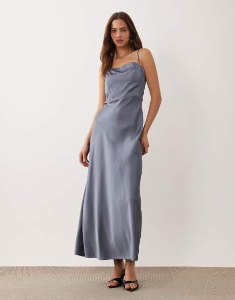 Abercrombie & Fitch sukienka maxi na ramiączkach z kwadratowym dekoltem w kolorze petrol blue - view 1