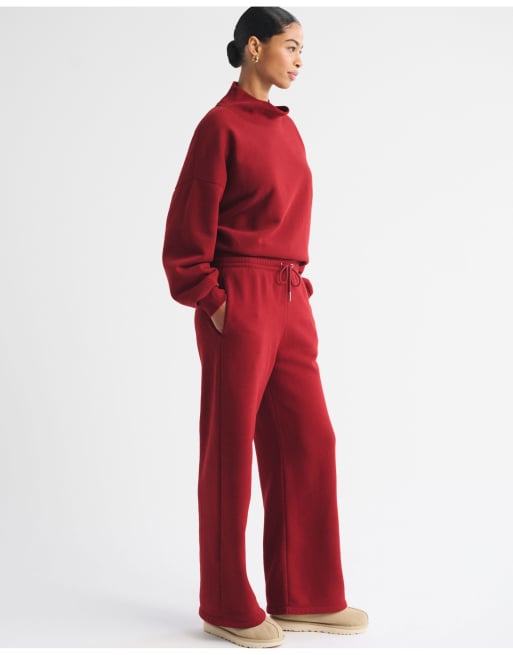 Abercrombie & Fitch Sunday high rise wide leg sweatpant in rich ruby, 4 of 7