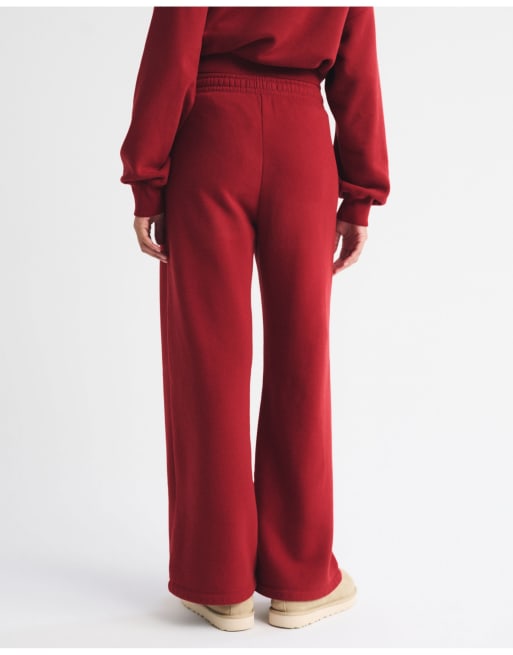 Abercrombie & Fitch Sunday high rise wide leg sweatpant in rich ruby, 5 of 7