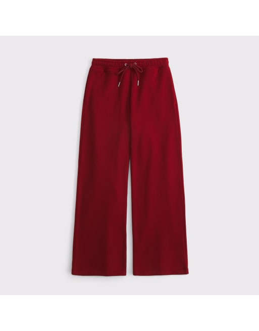 Abercrombie & Fitch Sunday high rise wide leg sweatpant in rich ruby, 7 of 7