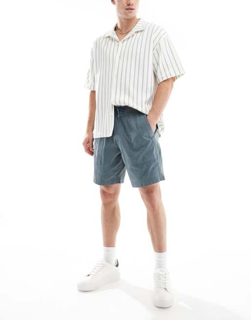 Abercrombie & Fitch - Supply Court - Short 8 pouces avec poches - Gris bleu