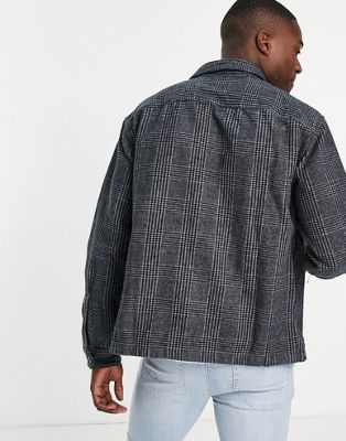 Chemises Abercrombie & Fitch - Surchemise décontractée en flanelle épaisse à carreaux - Gris