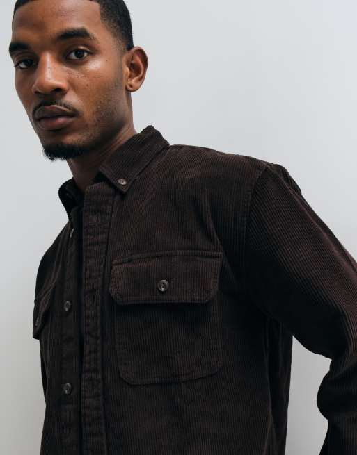 Abercrombie & Fitch surchemise oversize en velours côtelé marron, 4 de 5