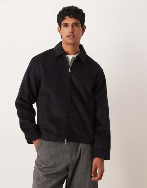 Abercrombie & Fitch – Svart, jacquardvävd, kort jacka i ylletyg - view 1