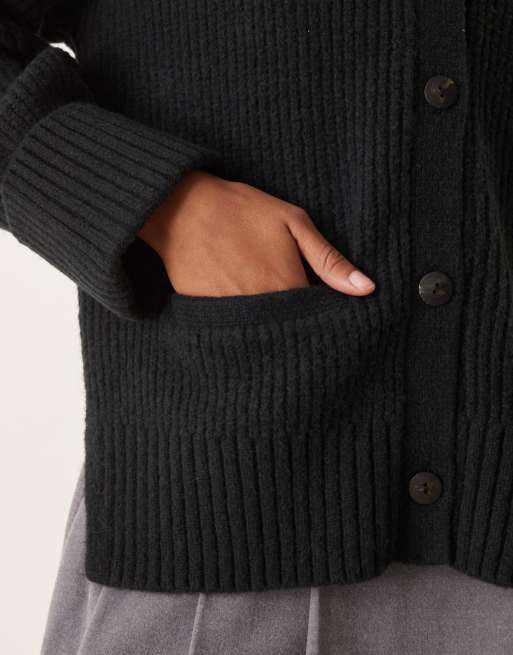 Abercrombie & Fitch – Svart kofta med krage och knäppning, 2 av 4