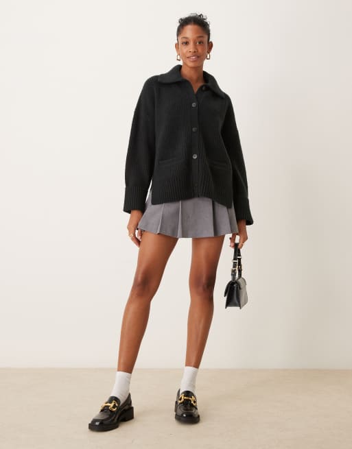 Abercrombie & Fitch – Svart kofta med krage och knäppning, 4 av 4