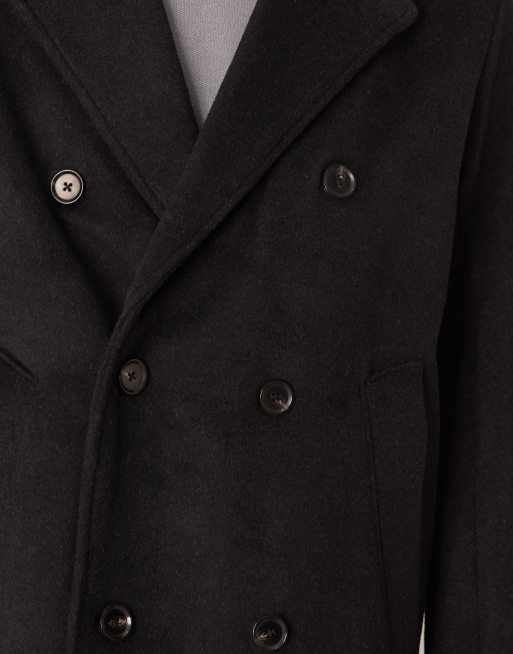 Abercrombie & Fitch – Svart, lång kappa i yllemix, 5 av 5