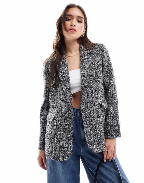 Abercrombie & Fitch –Svart och vit tweedkavaj - view 1