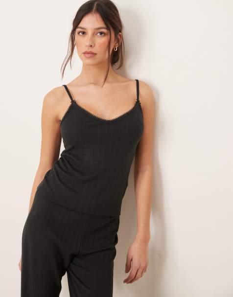 Abercrombie & Fitch – Svart, pointellestickad pyjamastopp, del av set - view 1